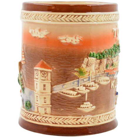 Kusadasi Themed Brown Ceramic Mug