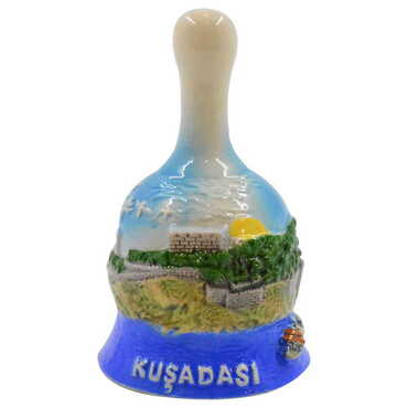 Kusadasi Themed Ceramic Blue Bell - Thumbnail