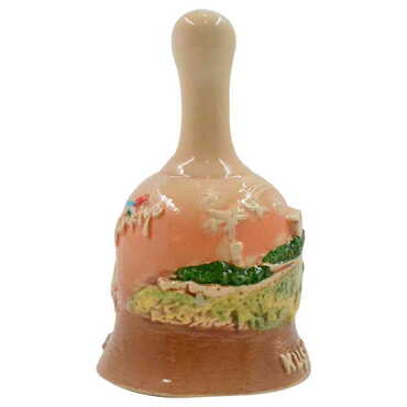 Kusadasi Themed Ceramic Brown Bell - Thumbnail