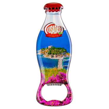 Kusadasi Themed Coke Bottle Shaped Metal Magnetic Bottle Opener 120x41 mm - 2