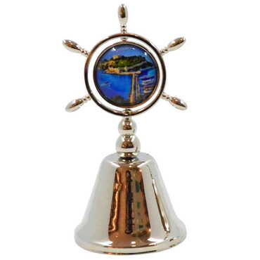 Myros - Kusadasi Themed Collectible Souvenir Double Face Metal Spinner Rudder Bell 44x92 mm