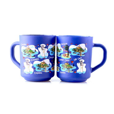 Kusadasi Themed Colored Glass Mug - Thumbnail