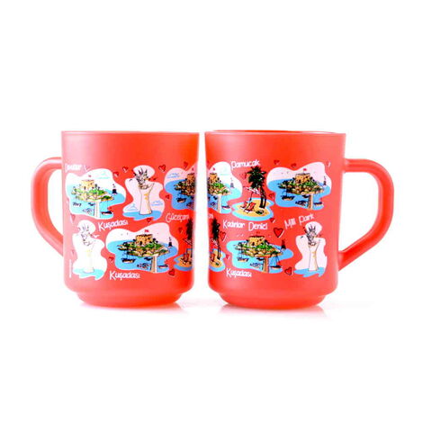 Kusadasi Themed Colored Glass Mug - 4