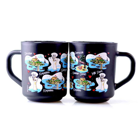 Kusadasi Themed Colored Glass Mug - 6