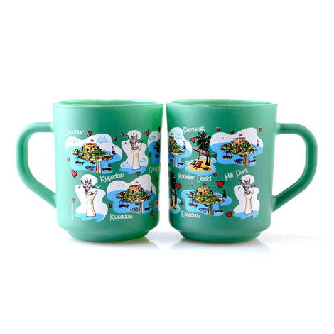 Kusadasi Themed Colored Glass Mug - 8