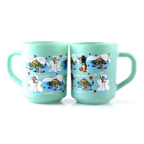 Kusadasi Themed Colored Glass Mug - 9