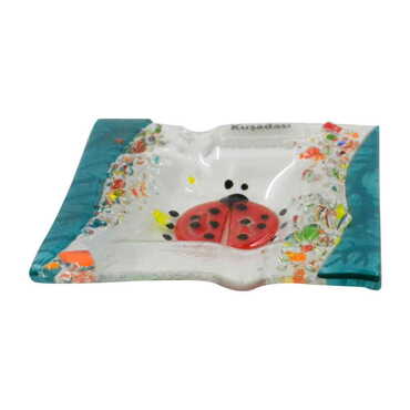 Kusadasi Themed Custom Printed Glass Ashtray - Thumbnail