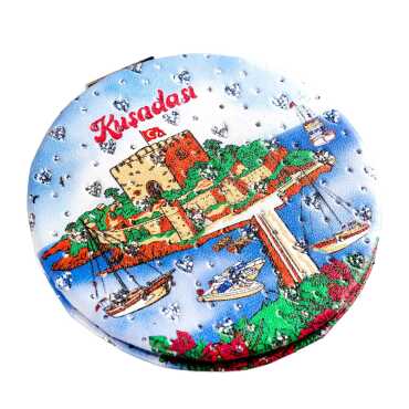 Kusadasi Themed Custom Printed Round Pocket Mirror - 4