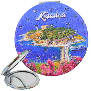 Myros - Kusadasi Themed Custom Printed Round Pocket Mirror