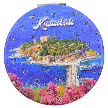 Kusadasi Themed Custom Printed Round Pocket Mirror - Thumbnail