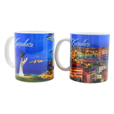 Kusadasi Themed Customised Porcelain Souvenir Travel Mug 80x95 mm - Thumbnail