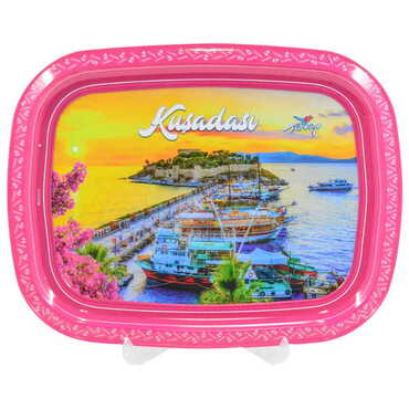 Kusadasi Themed Customised Printed Tin Serving Tray 305x235 mm - Thumbnail