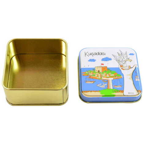 Kusadasi Themed Customised Round Tin Metal Box 75x75x35 mm