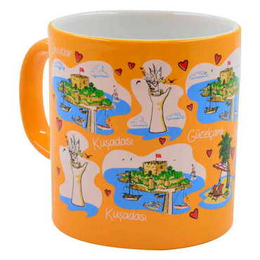 Myros - Kusadasi Themed Customised Serigraphy Printed Ceramic Mug 82x90 mm