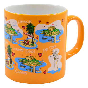 Kusadasi Themed Customised Serigraphy Printed Ceramic Mug 82x90 mm - Thumbnail