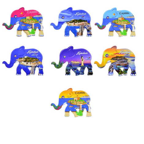 Kusadasi Themed Customised UV Printed Plastic Base Elephant Shaped Fridge Magnet 86x62 mm - 2