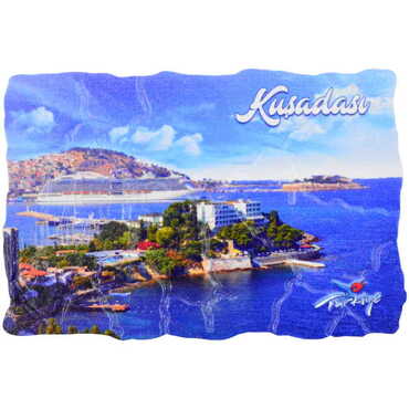 Kusadasi Themed Customised UV Printed Plastic Base Mosaic Pattern Rectangle Fridge Magnet 80x50 mm - Thumbnail