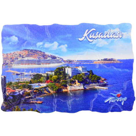 Kusadasi Themed Customised UV Printed Plastic Base Mosaic Pattern Rectangle Fridge Magnet 80x50 mm