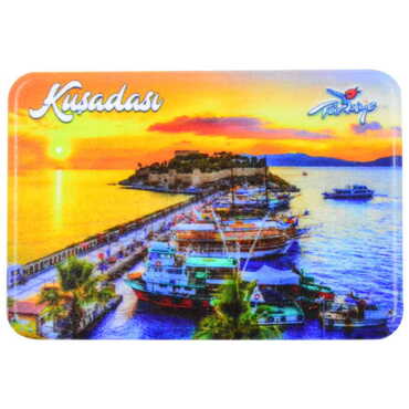 Kusadasi Themed Customised UV Printed Plastic Base Rectangle Fridge Magnet 80x50 mm - Thumbnail