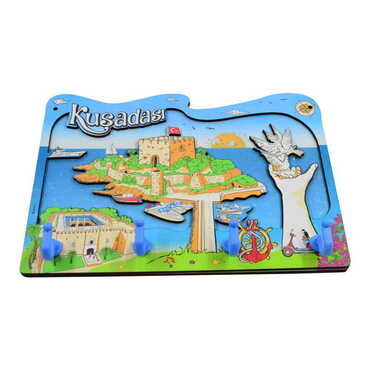 Kusadasi Themed Customised Wooden Wall Keychain Holder - Thumbnail