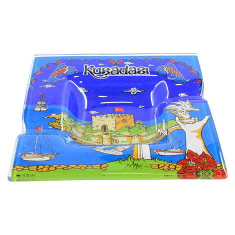 Kusadasi Themed Decorated Glass Ashtray 100X100 Mm