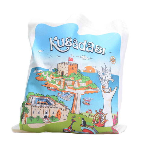 Kusadasi Themed Digital Printed Tote Bag 35x40 cm