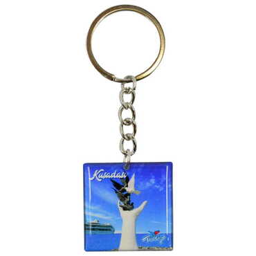 Kusadasi Themed Double Face Printed Epoxy Keychain - Thumbnail