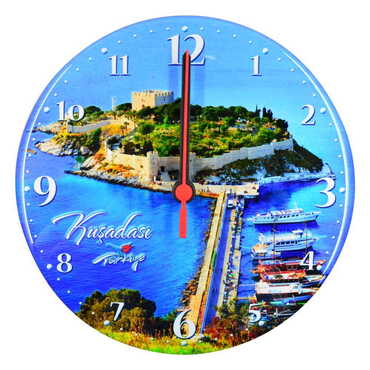 Kusadasi Themed Epoxy Wall Clock Home Decoration 20 Cm - Thumbnail