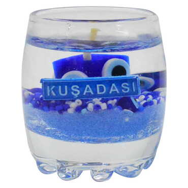 Kusadasi Themed Glass Transparent Gel Candle - Thumbnail