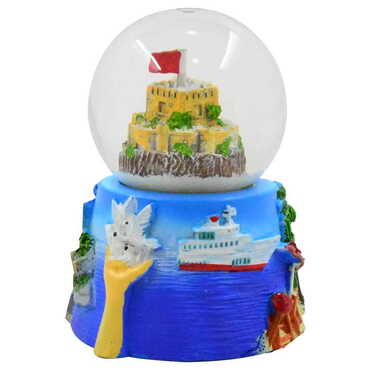 Kusadasi Themed Kusadasi Polyester Snow Globe 45Mm - Thumbnail