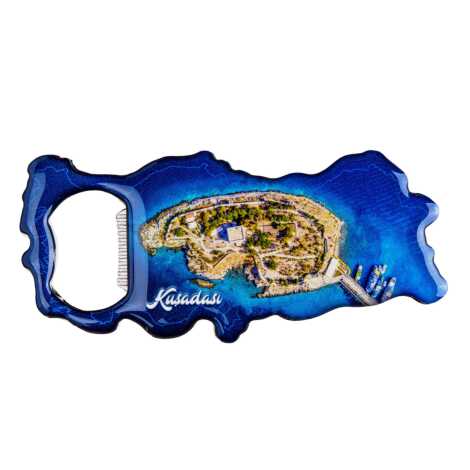 Kusadasi Themed Map Shaped Metal Magnetic Bottle Opener 100x45 mm - 2