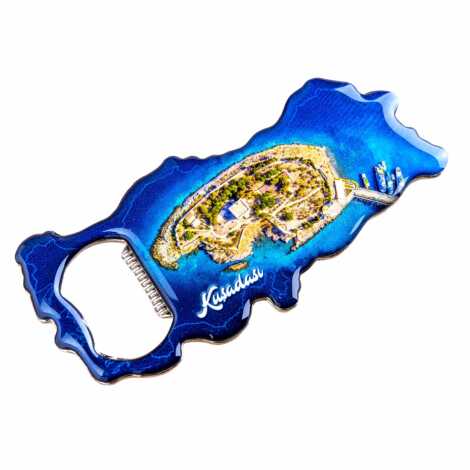 Kusadasi Themed Map Shaped Metal Magnetic Bottle Opener 100x45 mm - 4