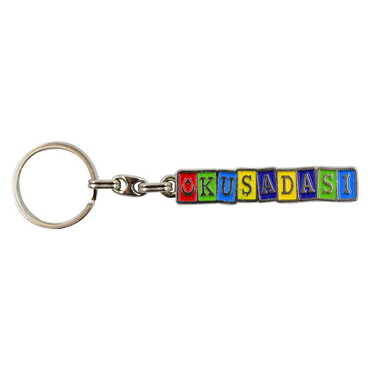 Kusadasi Themed Metal Customised Enamel Keychain - Thumbnail