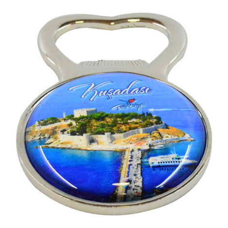 Kusadasi Themed Metal Magnetic Small Round Opener 38x60 mm