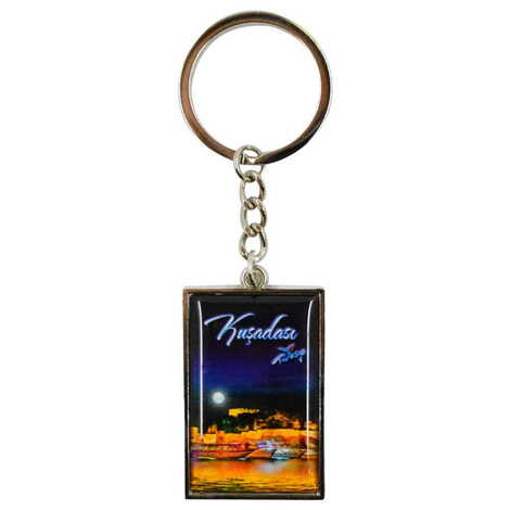 Kusadasi Themed Metal Rectangle Keychain 30x100 mm