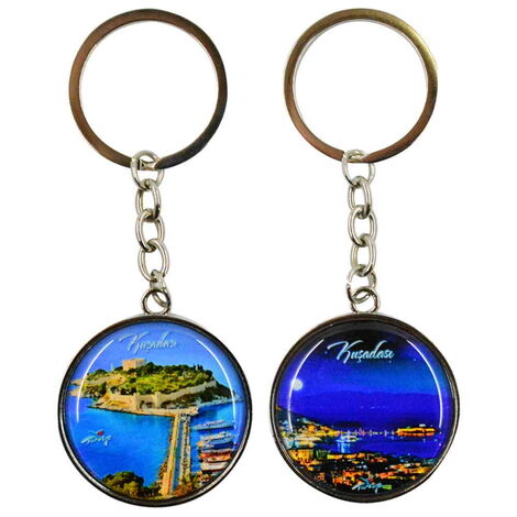 Kusadasi Themed Metal Round Keychain 40x100 mm - 2