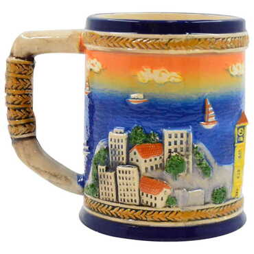 Kusadasi Themed Orange Ceramic Mug - Thumbnail