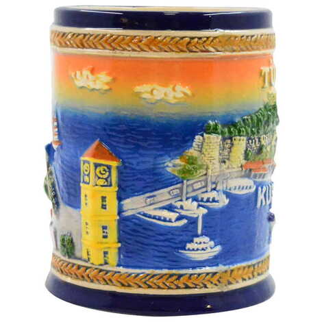 Kusadasi Themed Orange Ceramic Mug - 3