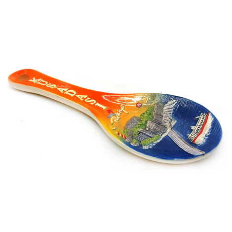 Kusadasi Themed Orange Ceramic Spoon Rest