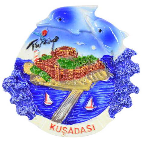 Kusadasi Themed Polyester Dolphin Fridge Magnet