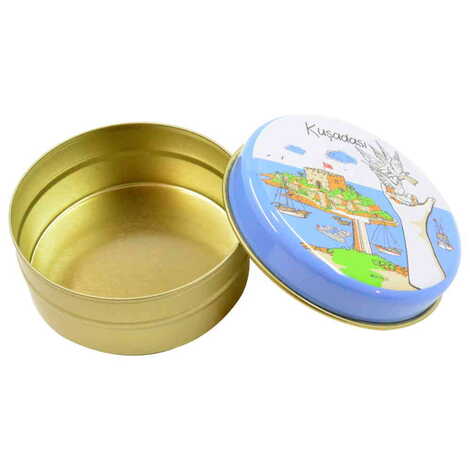 Kusadasi Themed Round Tin Gift Box 73x35 mm