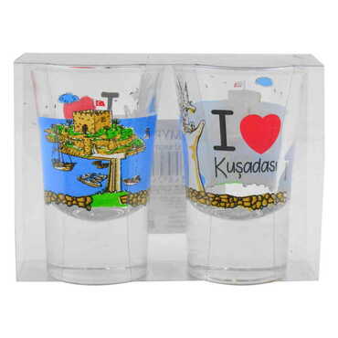 Myros - Kusadasi Themed Shot Glass Set of 2 Pcs