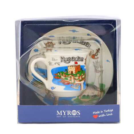Kuşadası Themed Single Porcelain Coffee Cup - 4