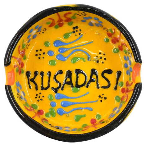 Kusadasi Themed Turkish Ceramic B Serie Ashtray Medium Size - 1