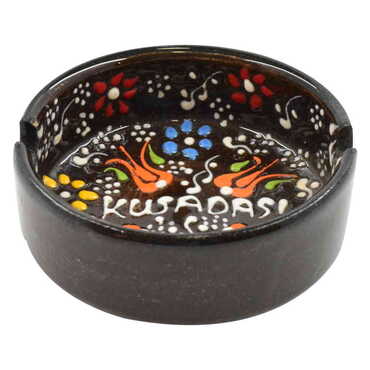 Kusadasi Themed Turkish Ceramic B Serie Ashtray Small Size - Thumbnail