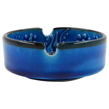 Kusadasi Themed Turkish Ceramic Turquoise Ashtray Big Size - 2