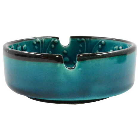 Kusadasi Themed Turkish Ceramic Turquoise Ashtray Small Size