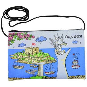 Kusadasi Themed Turkish Woven Region Purse 210x590x140 mm - Myros