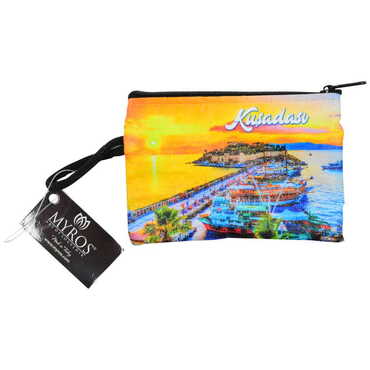 Myros - Kusadasi Themed Turkish Woven Wallet 113x80x8 mm