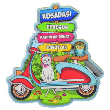 Kusadasi Themed Wooden Customised 2D Souvenir Fridge Magnet - Thumbnail